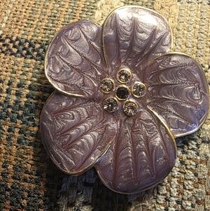 Vintage Lavender Floral Brooch with Gold Accents
